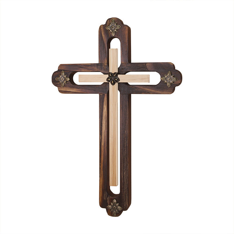 Christliches & katholisches Holzkreuz – Handbemalte Wanddekoration für Kirche & Zuhause