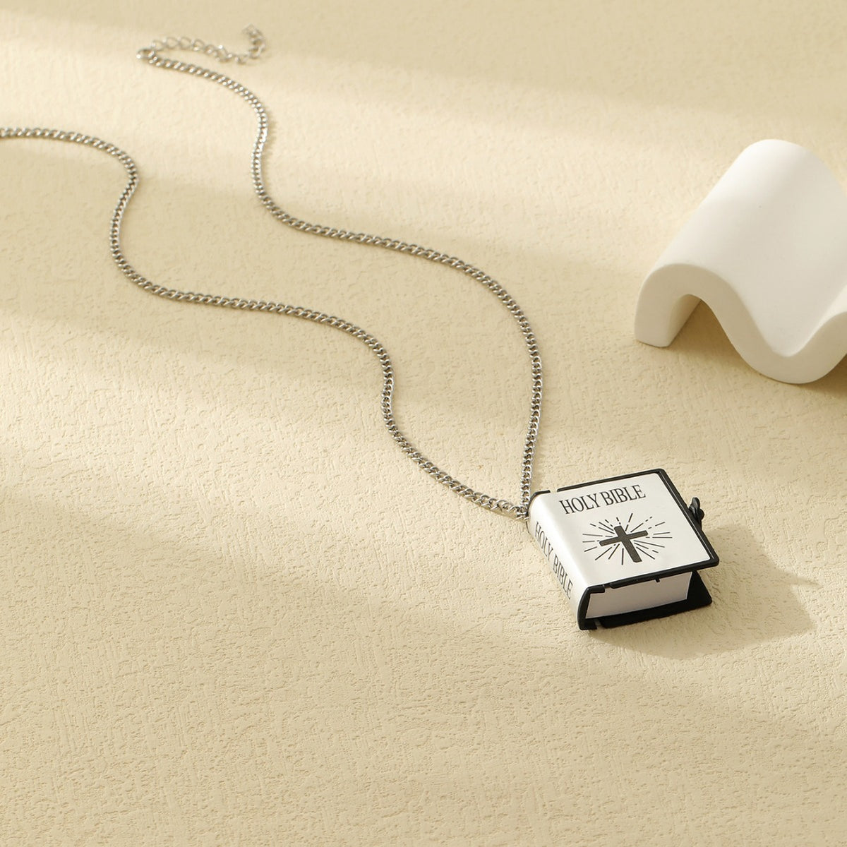 Halskette mit christlichem Kreuz- und Bibelvers-Anhänger – Unisex
