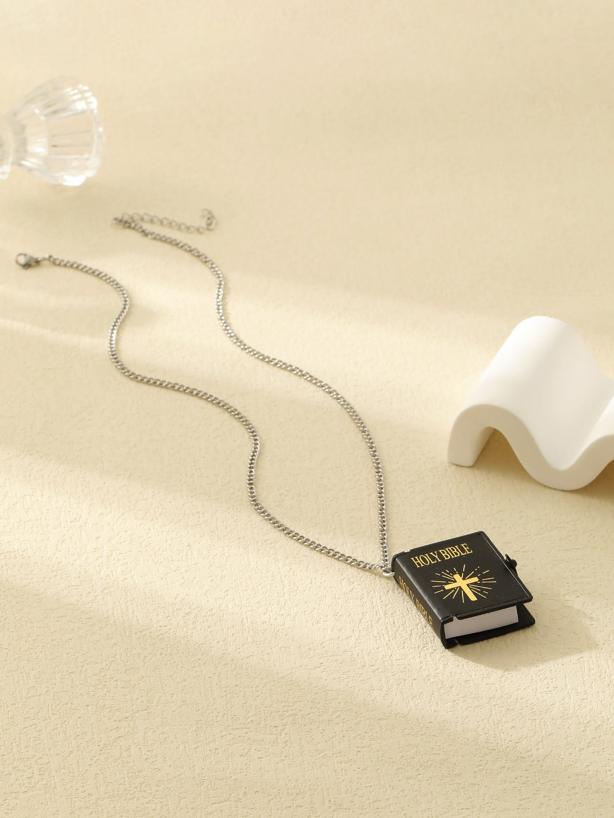 Halskette mit christlichem Kreuz- und Bibelvers-Anhänger – Unisex