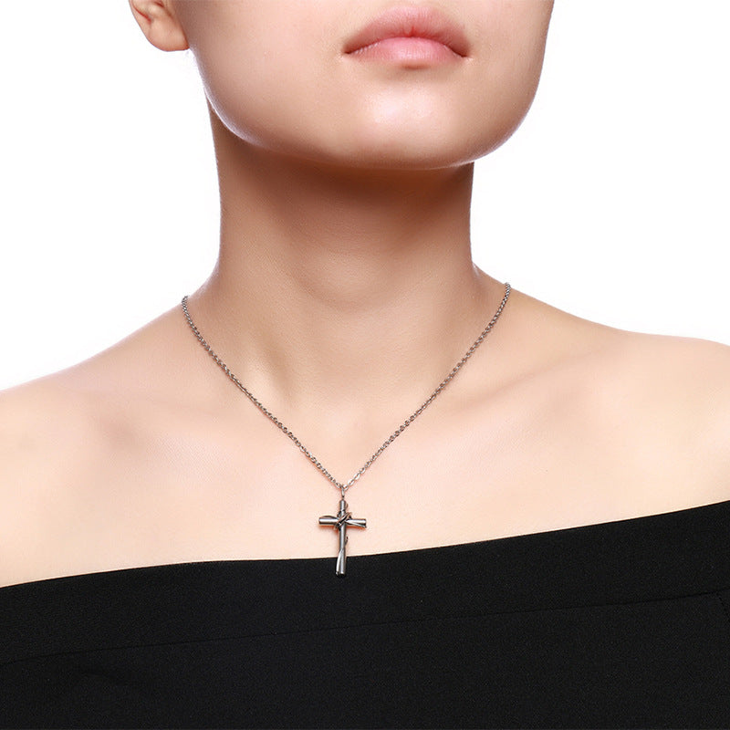 Paar-Kreuz-Halskette aus Edelstahl mit Anhänger und Kette