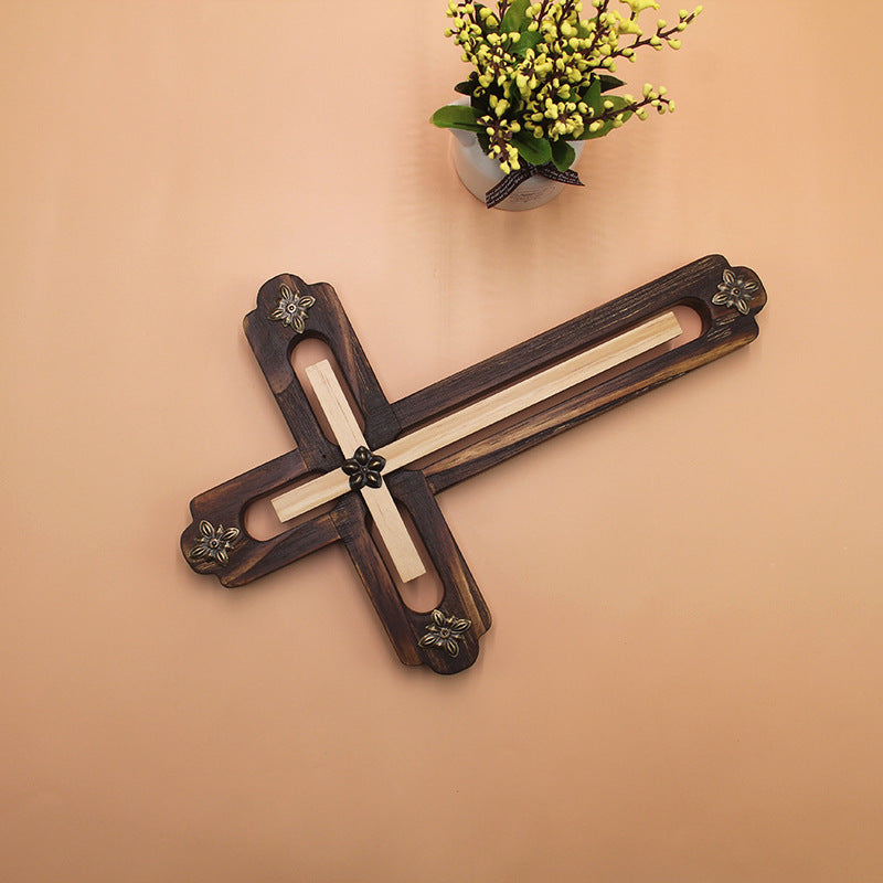 Christliches & katholisches Holzkreuz – Handbemalte Wanddekoration für Kirche & Zuhause