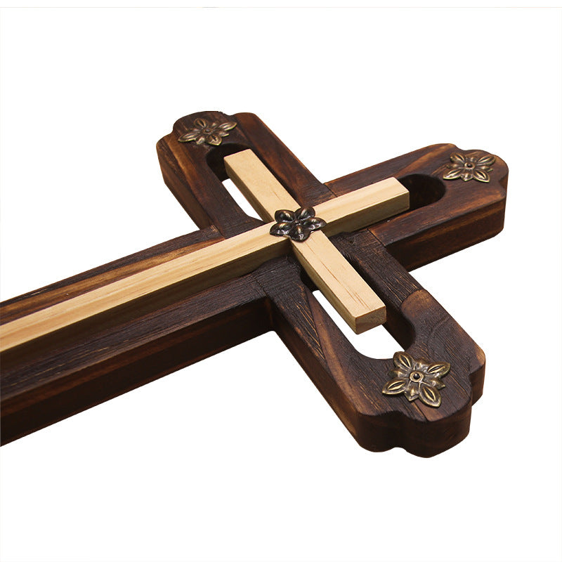 Christliches & katholisches Holzkreuz – Handbemalte Wanddekoration für Kirche & Zuhause