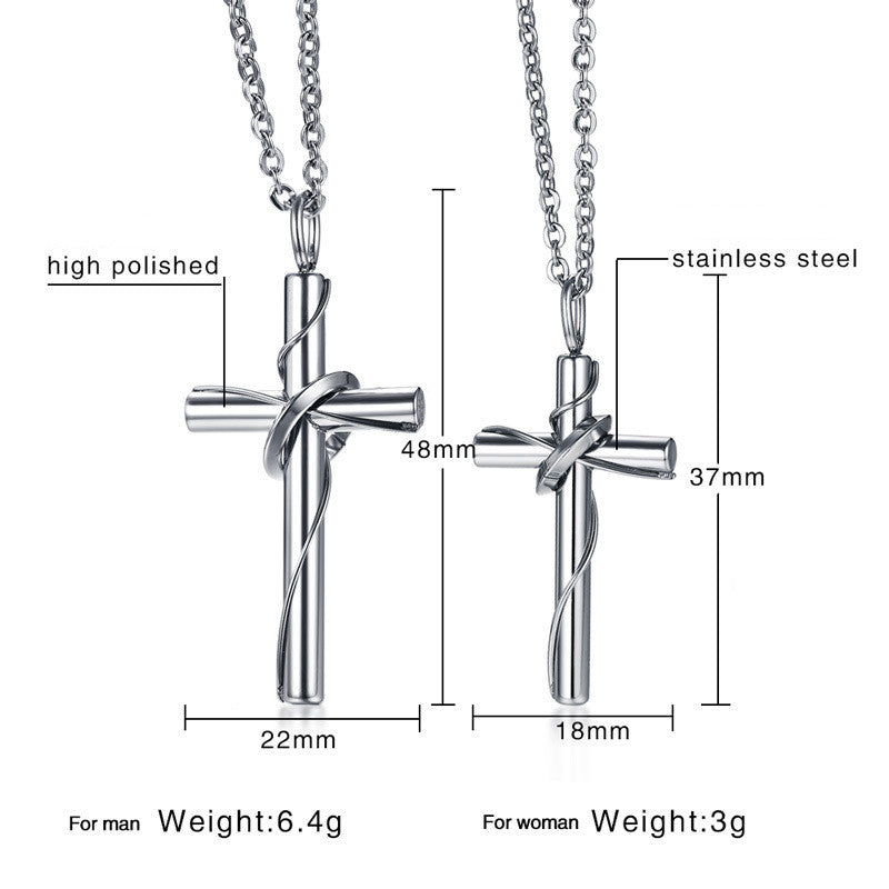 Paar-Kreuz-Halskette aus Edelstahl mit Anhänger und Kette