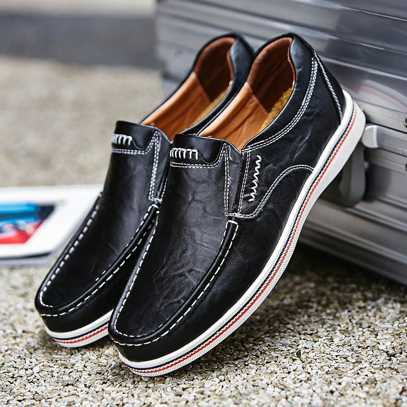 Mocasines sin cordones de cuero genuino para hombre, estilo británico