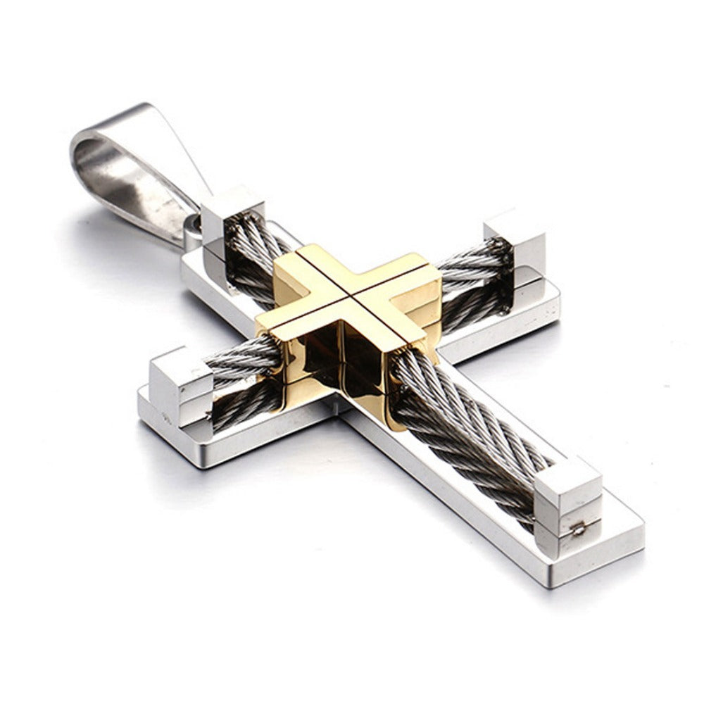 Men's Titanium Steel Cross Pendant Necklace