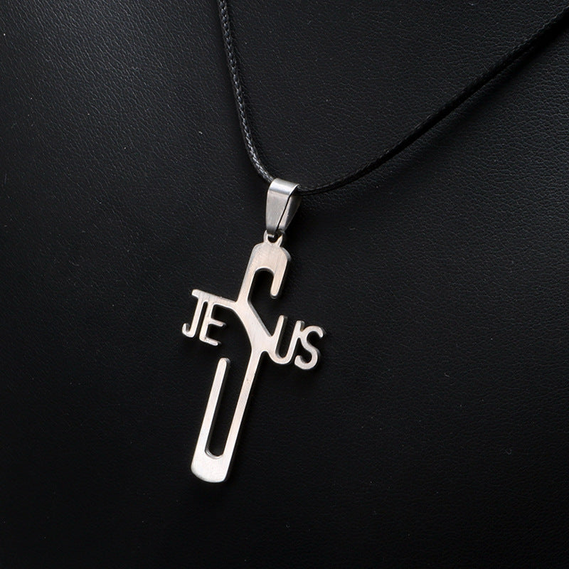 Jesus-Kreuz-Halskette – Christlicher Glaube Titanstahl-Anhänger