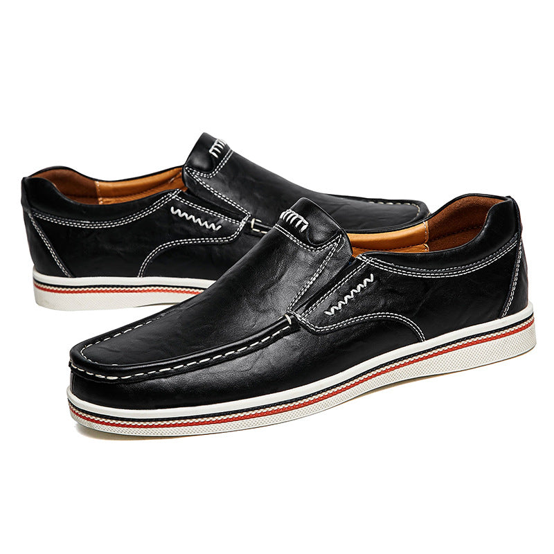 Mocasines sin cordones de cuero genuino para hombre, estilo británico