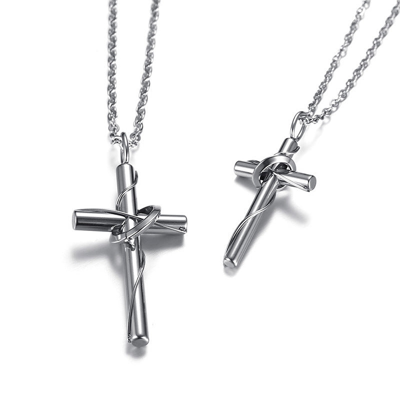 Paar-Kreuz-Halskette aus Edelstahl mit Anhänger und Kette