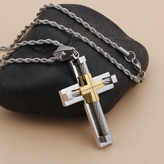 Men's Titanium Steel Cross Pendant Necklace