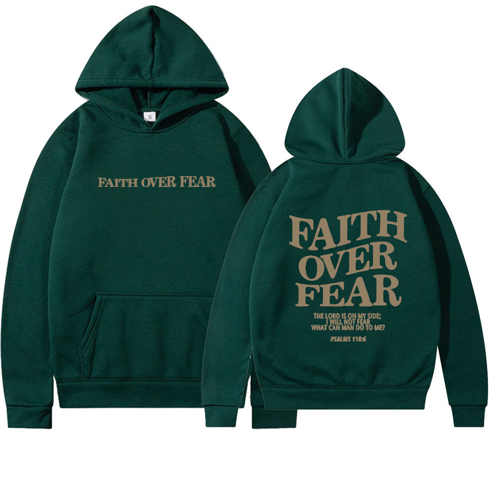 Sudadera con capucha Fe sobre el miedo – Sudadera cristiana con versículo bíblico para hombre y mujer