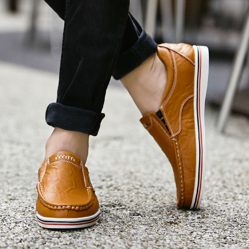 Mocasines sin cordones de cuero genuino para hombre, estilo británico