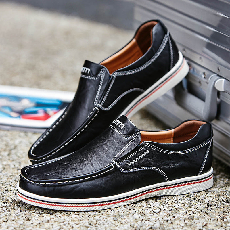 Mocasines sin cordones de cuero genuino para hombre, estilo británico