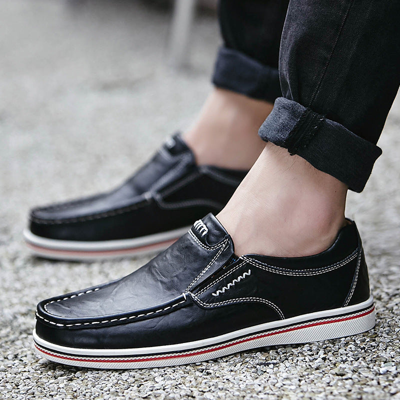 Mocasines sin cordones de cuero genuino para hombre, estilo británico