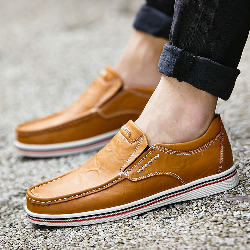 Mocasines sin cordones de cuero genuino para hombre, estilo británico