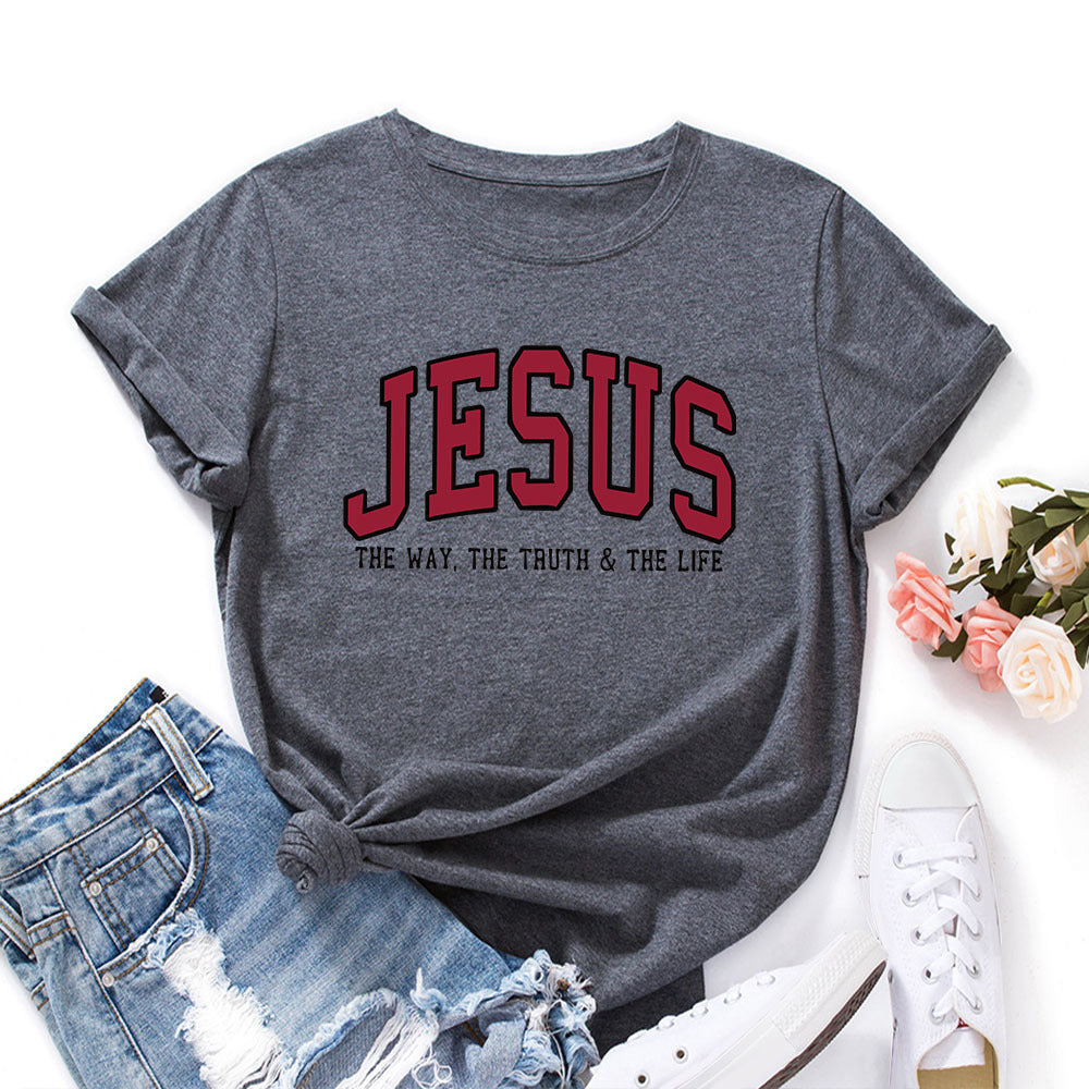 Camiseta para mujer con estampado de Jesús – Camiseta cristiana gráfica de corte holgado | Tallas grandes S–5XL
