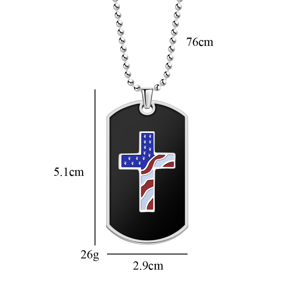 Black Zinc Alloy Cross Pendant Necklace with Bead Chain