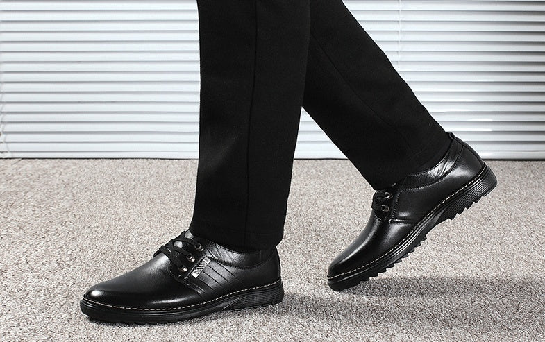 Zapatos casuales de vestir para hombre con puntera redonda estilo británico