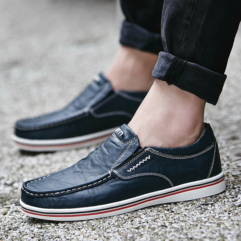 Mocasines sin cordones de cuero genuino para hombre, estilo británico