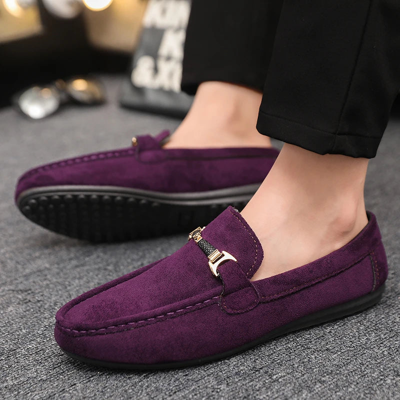 Mocasines de lona para hombre estilo coreano – Zapatos casuales a rayas