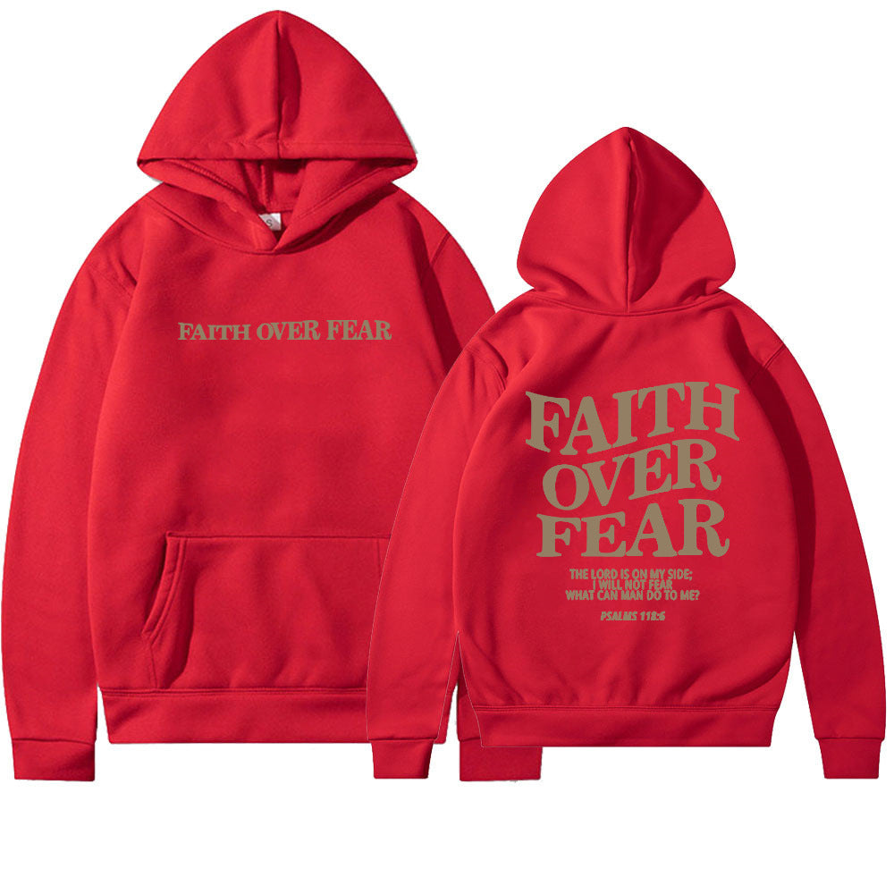 Sudadera con capucha Fe sobre el miedo – Sudadera cristiana con versículo bíblico para hombre y mujer