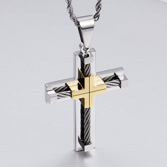 Men's Titanium Steel Cross Pendant Necklace