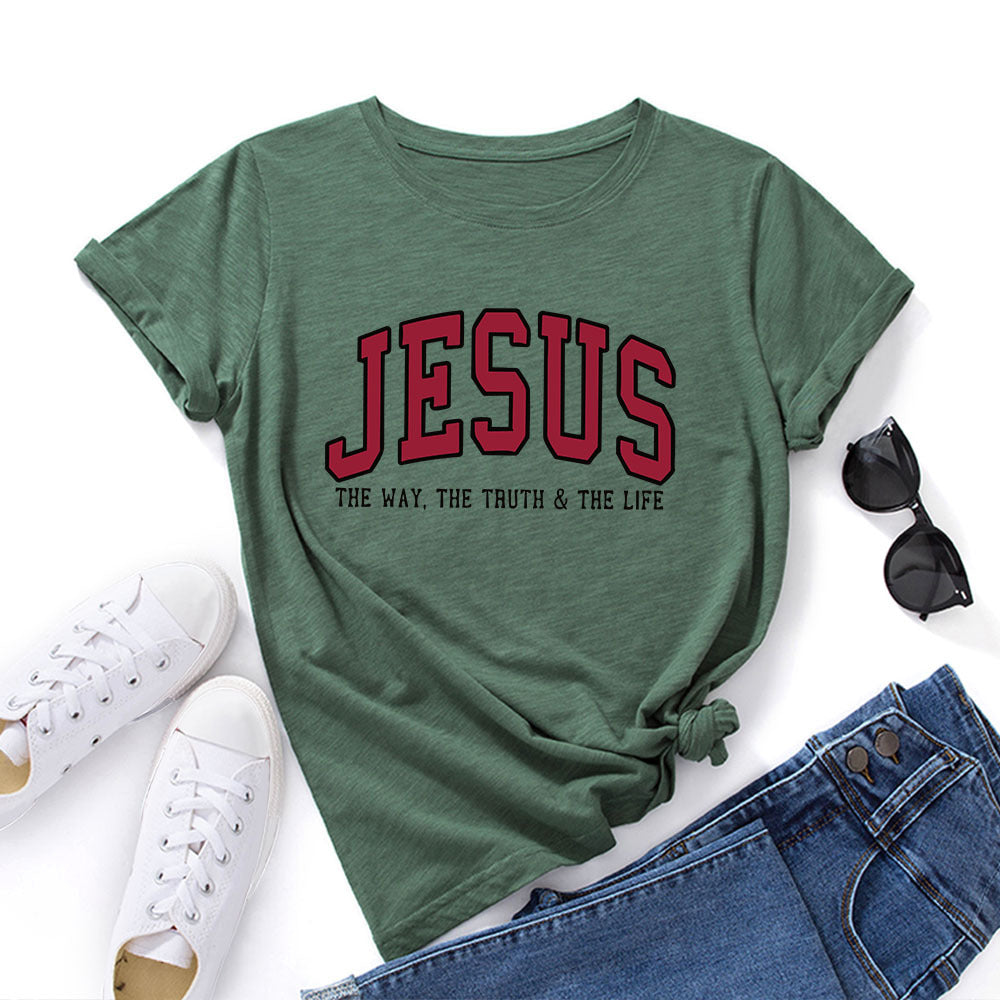 Camiseta para mujer con estampado de Jesús – Camiseta cristiana gráfica de corte holgado | Tallas grandes S–5XL