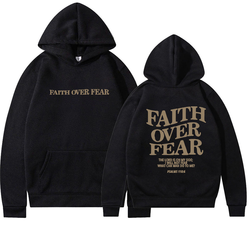 Sudadera con capucha Fe sobre el miedo – Sudadera cristiana con versículo bíblico para hombre y mujer