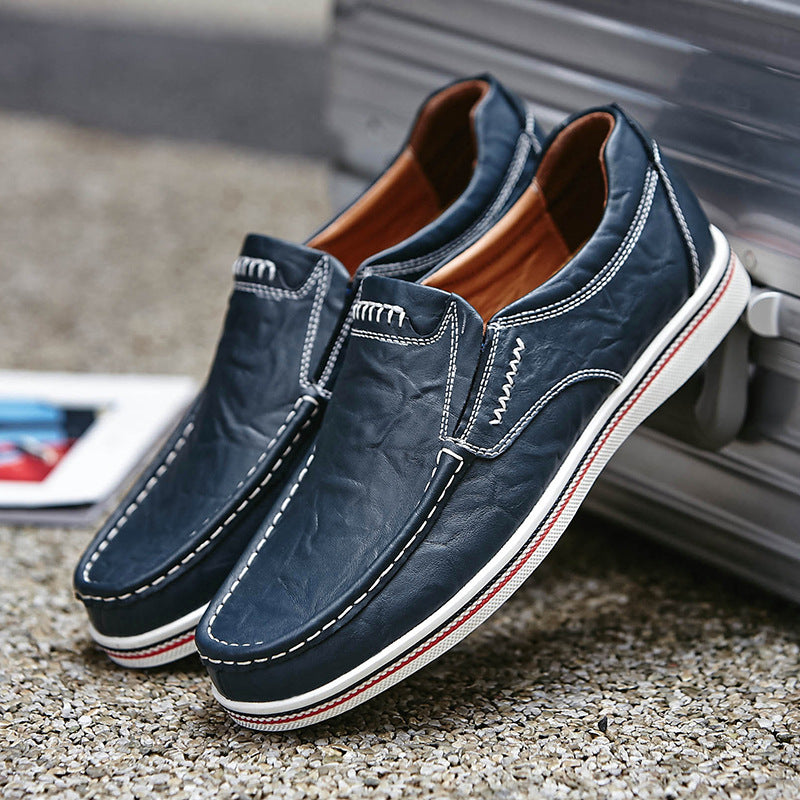Mocasines sin cordones de cuero genuino para hombre, estilo británico