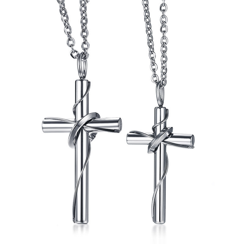 Paar-Kreuz-Halskette aus Edelstahl mit Anhänger und Kette