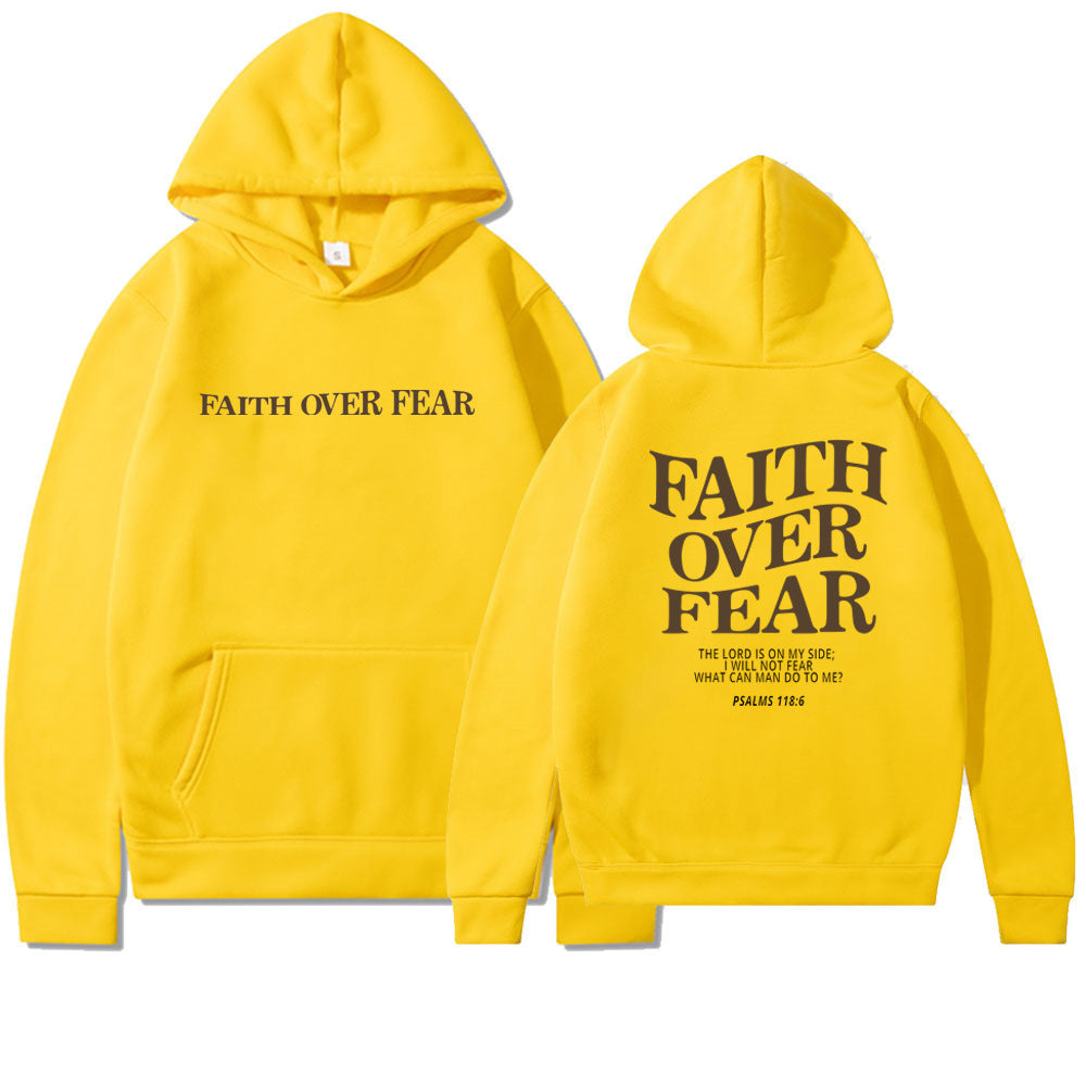 Sudadera con capucha Fe sobre el miedo – Sudadera cristiana con versículo bíblico para hombre y mujer