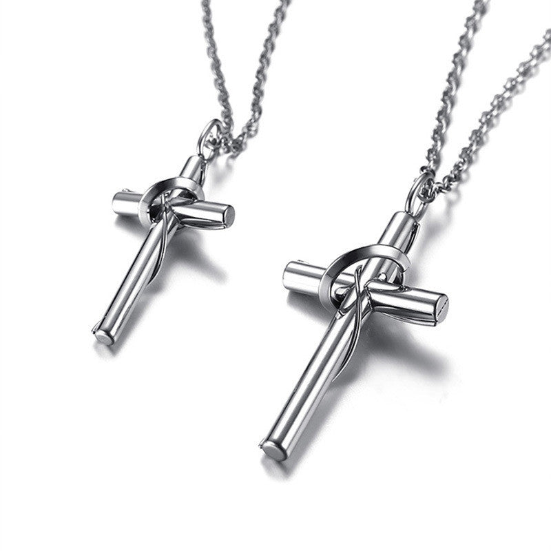 Paar-Kreuz-Halskette aus Edelstahl mit Anhänger und Kette