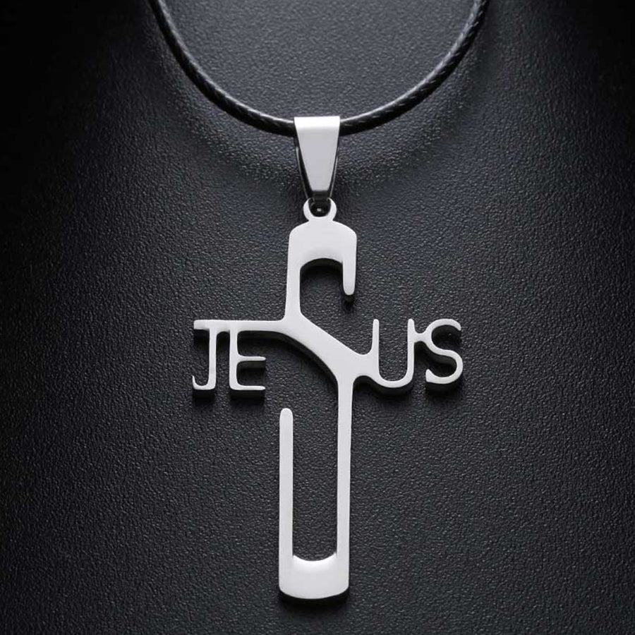Jesus-Kreuz-Halskette – Christlicher Glaube Titanstahl-Anhänger