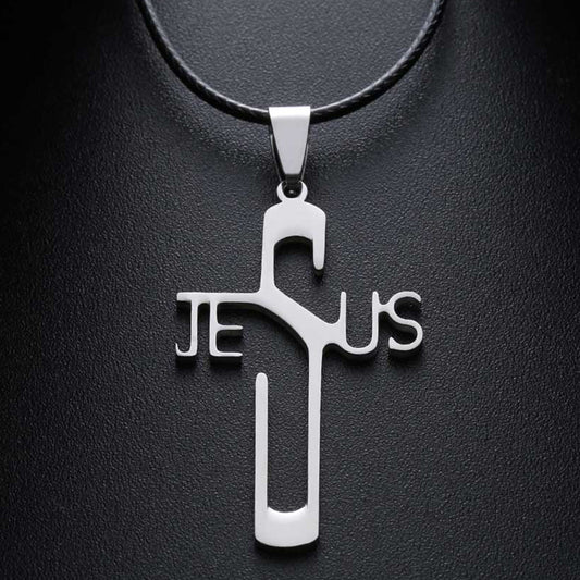 Jesus-Kreuz-Halskette – Christlicher Glaube Titanstahl-Anhänger