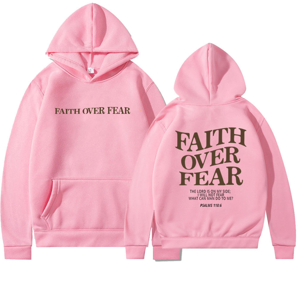 Sudadera con capucha Fe sobre el miedo – Sudadera cristiana con versículo bíblico para hombre y mujer