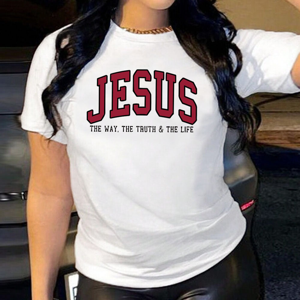 Camiseta para mujer con estampado de Jesús – Camiseta cristiana gráfica de corte holgado | Tallas grandes S–5XL