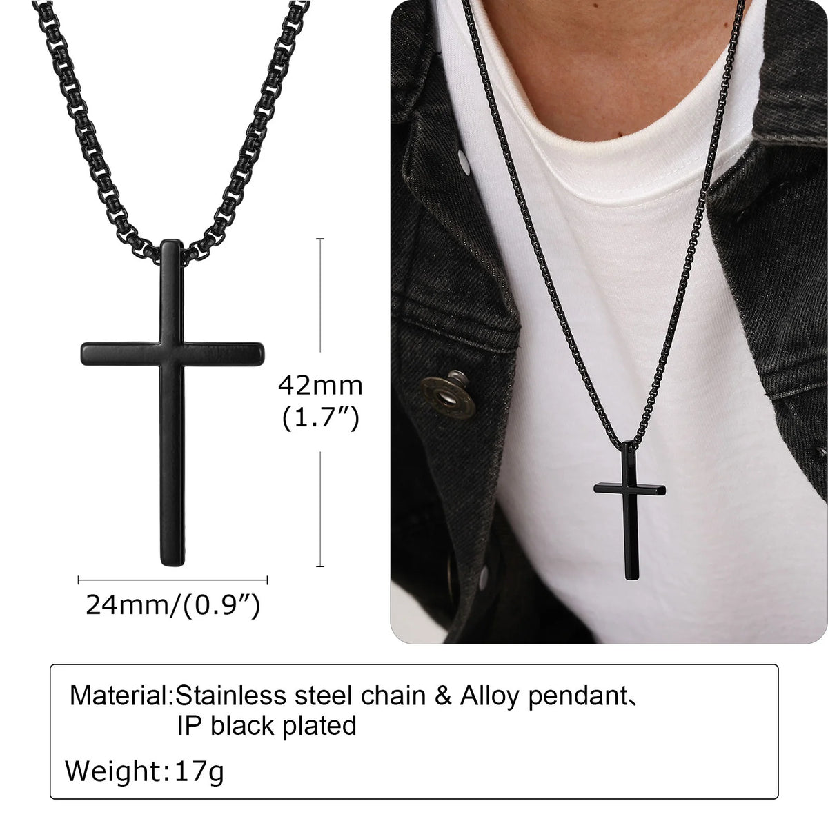 Halskette mit schlichtem Kreuzanhänger und Edelstahlkette