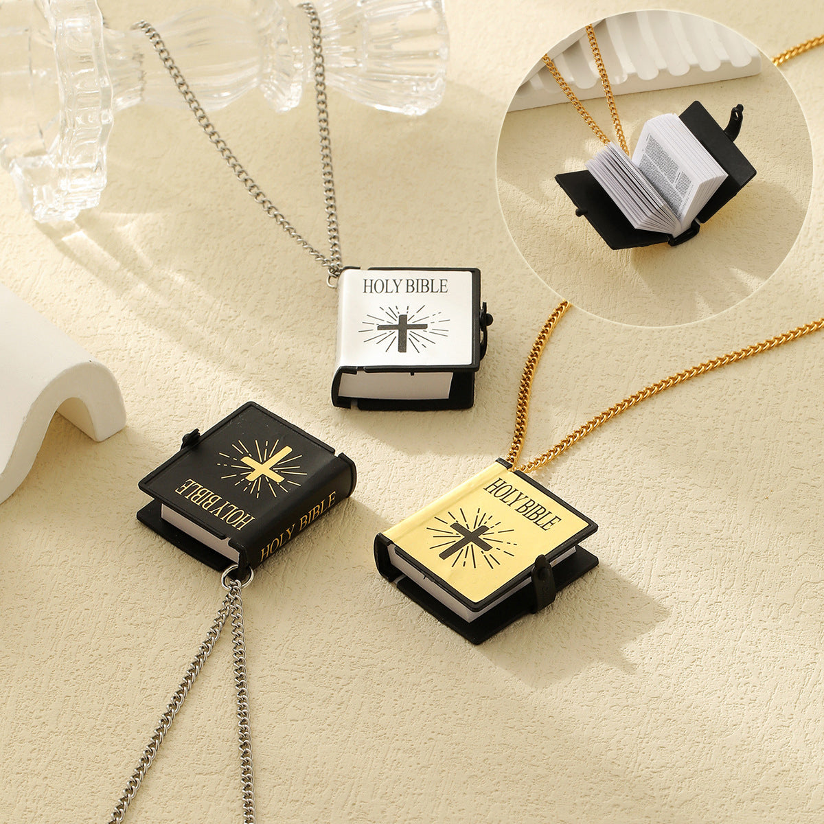 Halskette mit christlichem Kreuz- und Bibelvers-Anhänger – Unisex