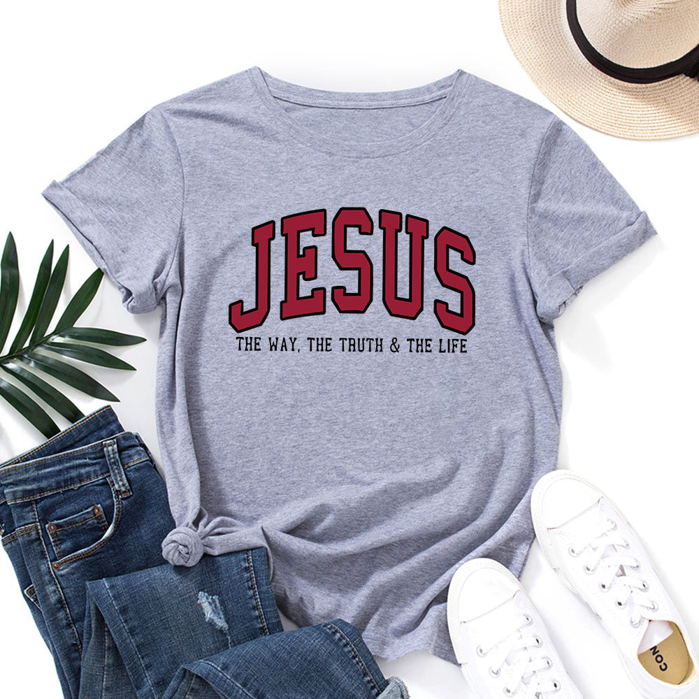 Camiseta para mujer con estampado de Jesús – Camiseta cristiana gráfica de corte holgado | Tallas grandes S–5XL