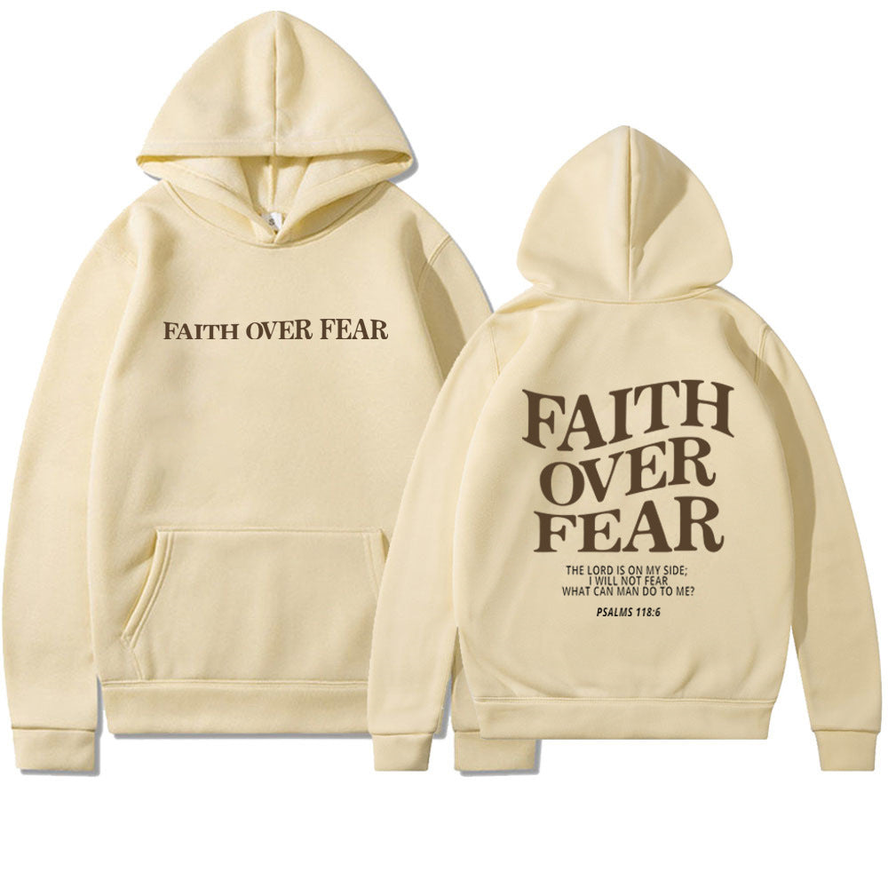 Sudadera con capucha Fe sobre el miedo – Sudadera cristiana con versículo bíblico para hombre y mujer