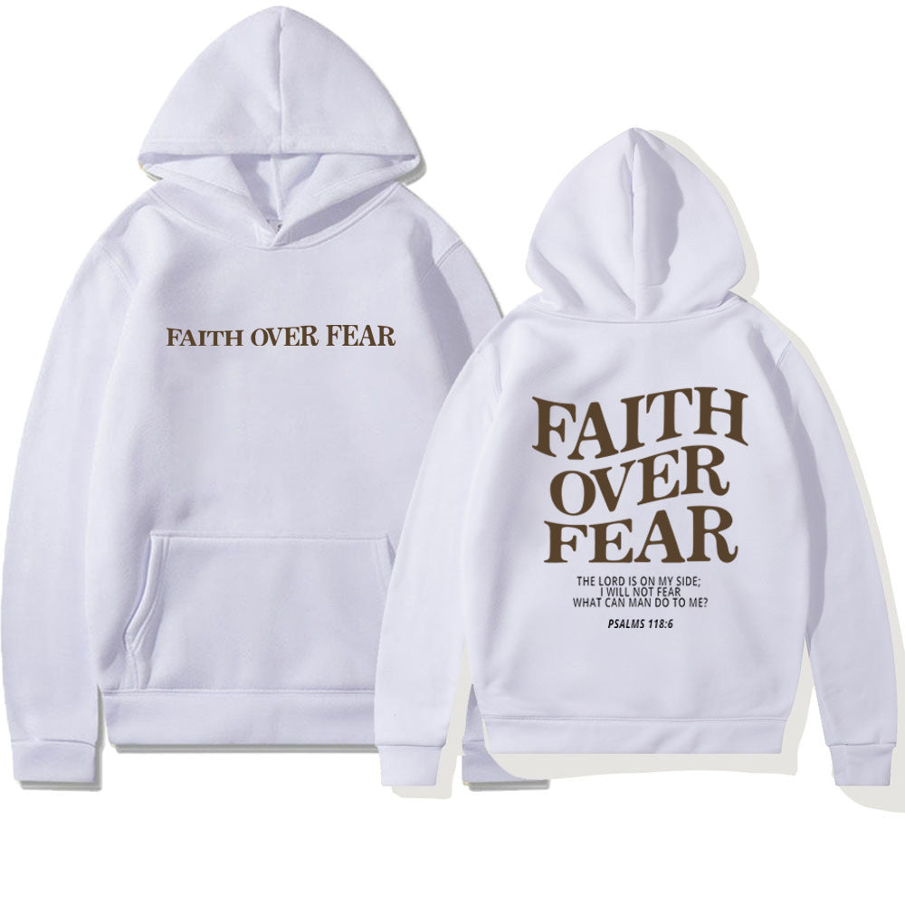 Sudadera con capucha Fe sobre el miedo – Sudadera cristiana con versículo bíblico para hombre y mujer