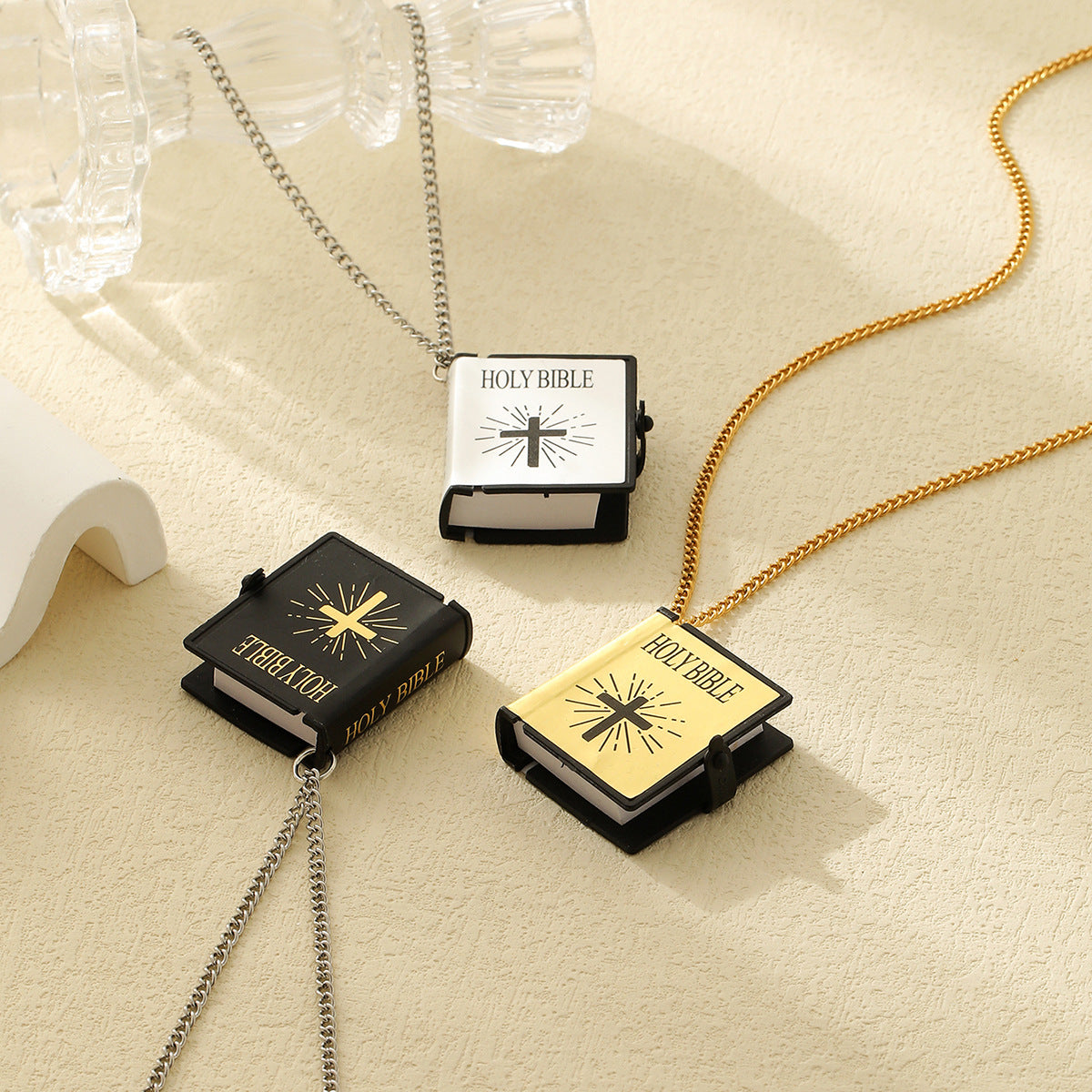 Halskette mit christlichem Kreuz- und Bibelvers-Anhänger – Unisex