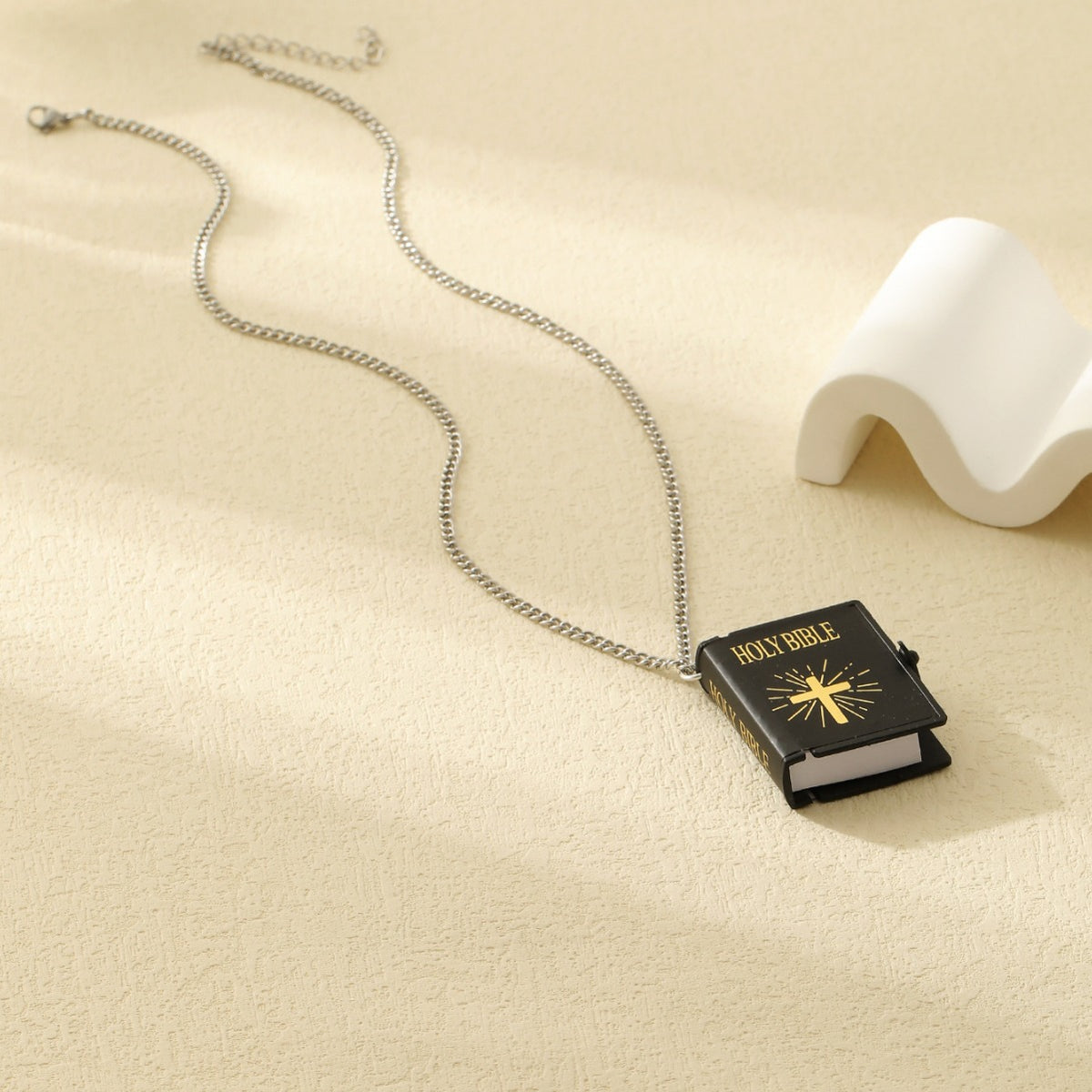 Halskette mit christlichem Kreuz- und Bibelvers-Anhänger – Unisex
