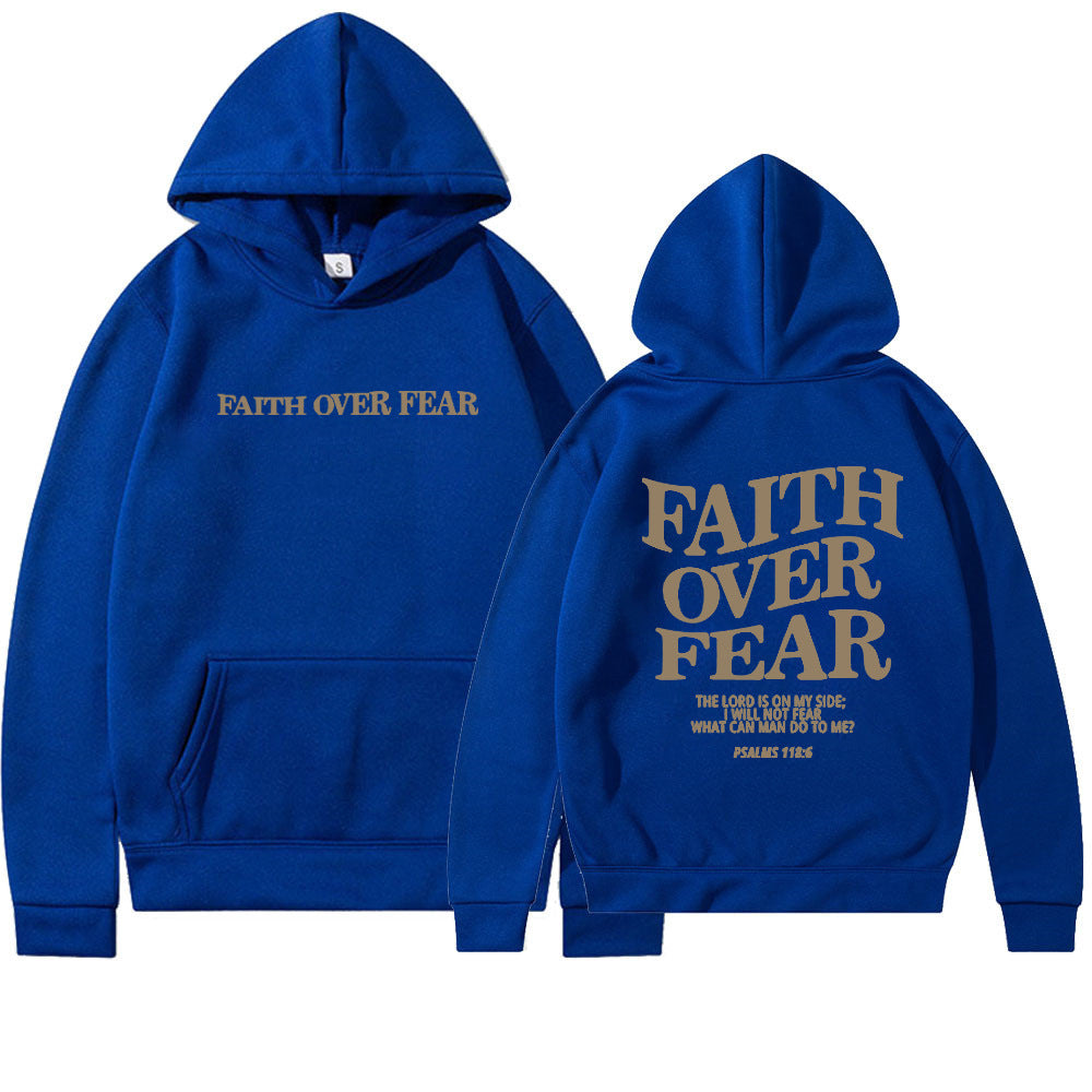 Sudadera con capucha Fe sobre el miedo – Sudadera cristiana con versículo bíblico para hombre y mujer