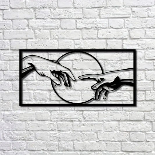Two Hands Black Metal Wall Art